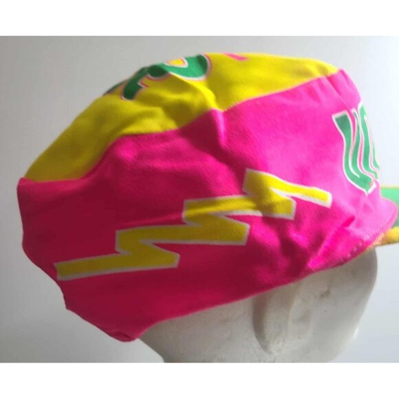 VINTAGE USA ASICS YELLOW REVERSABLE RUNNING CAP,neon,80s,90s,ONE OF A KIND! - Picture 6 of 10